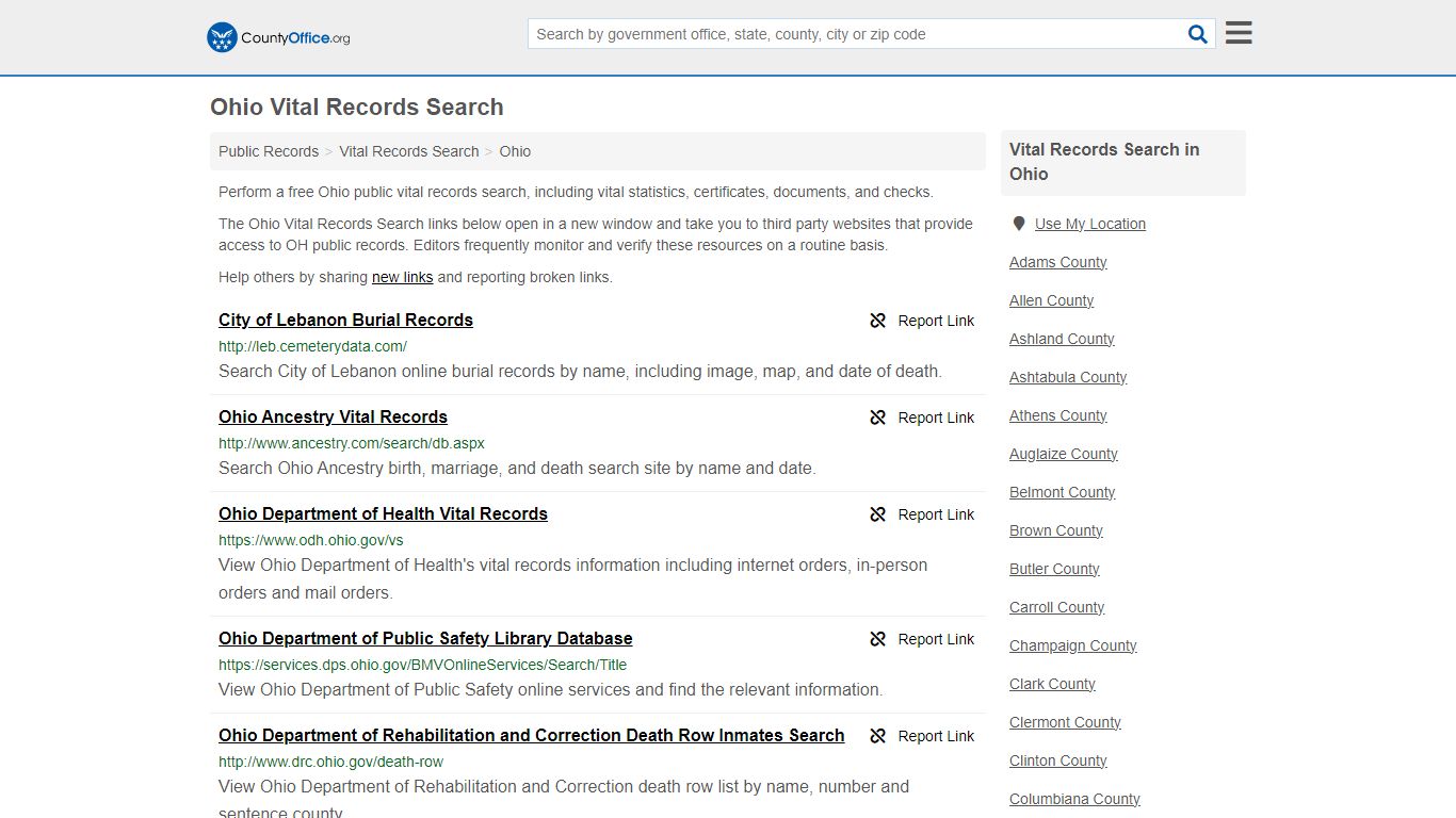 Vital Records Search - Ohio (Birth, Death, Marriage & Divorce Records)