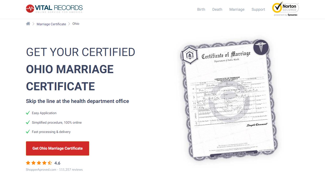 Get Your Certified Ohio Marriage Certificate - Vital Records Online